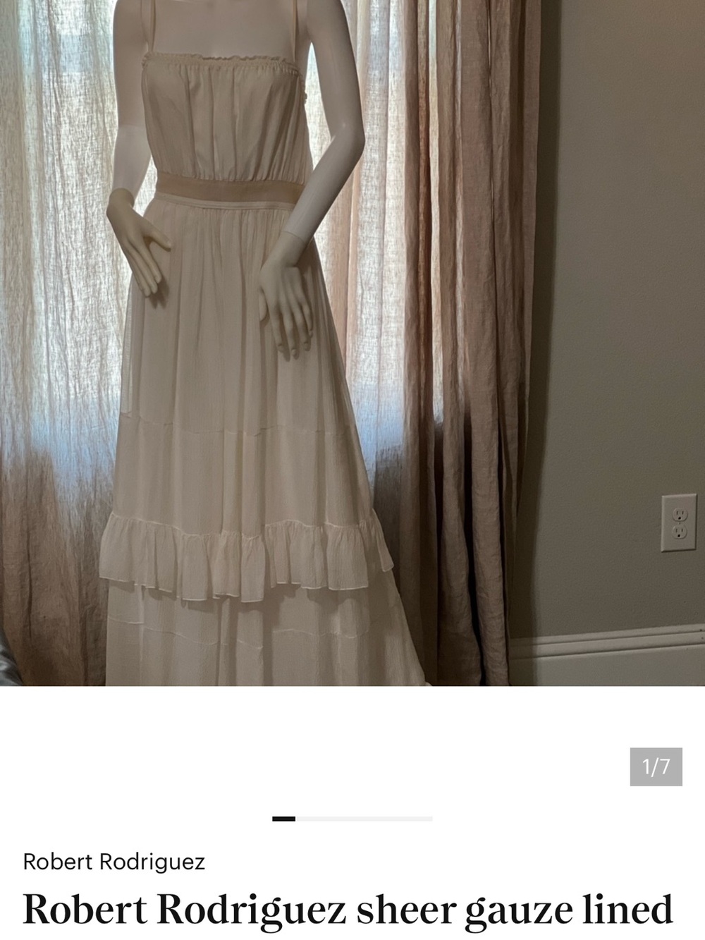 Robert Rodriguez Cream Sheer Tiered Maxi Dress